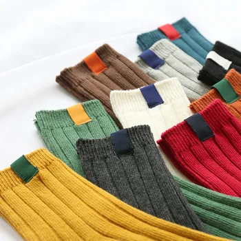 Novi Retro Harajuku Ženske Slobodne Čarape za Djevojčice, Klasične Zimske Čvrste Čarape U Korejskom Stilu, Bijela, Crna, Žuta, Zelena, Plava, Siva